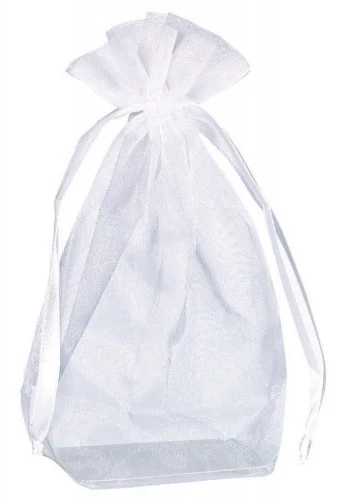 Box Bottom Container Organza Bag - White - Pack of (12)