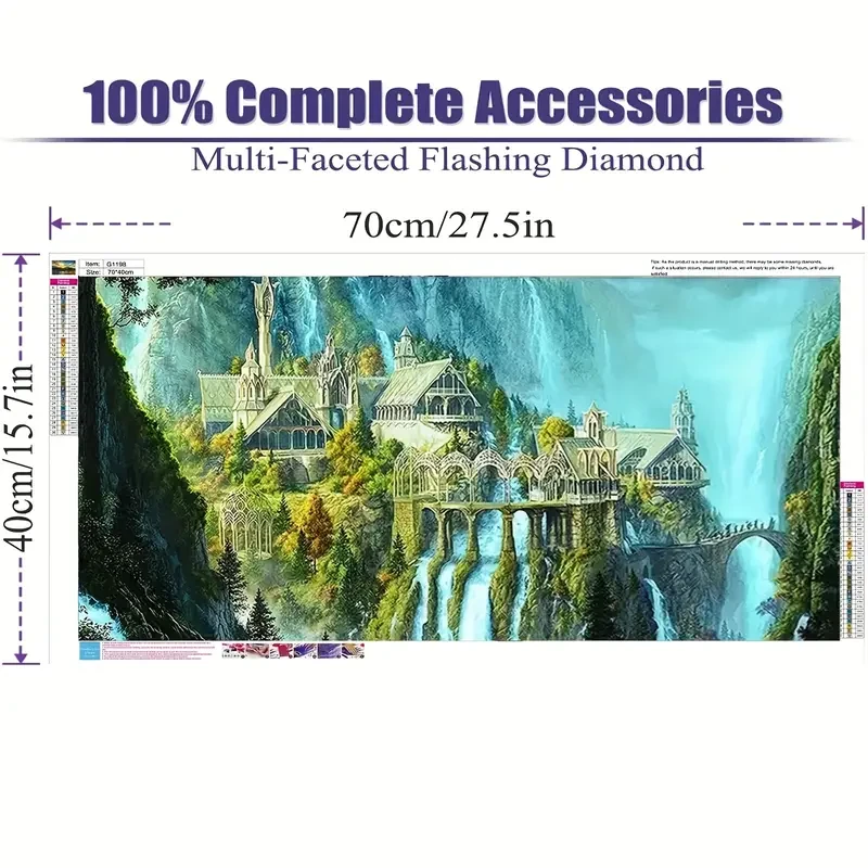 5D Artificial Diamond Art Painting Castle, Large Rhinestones Painting