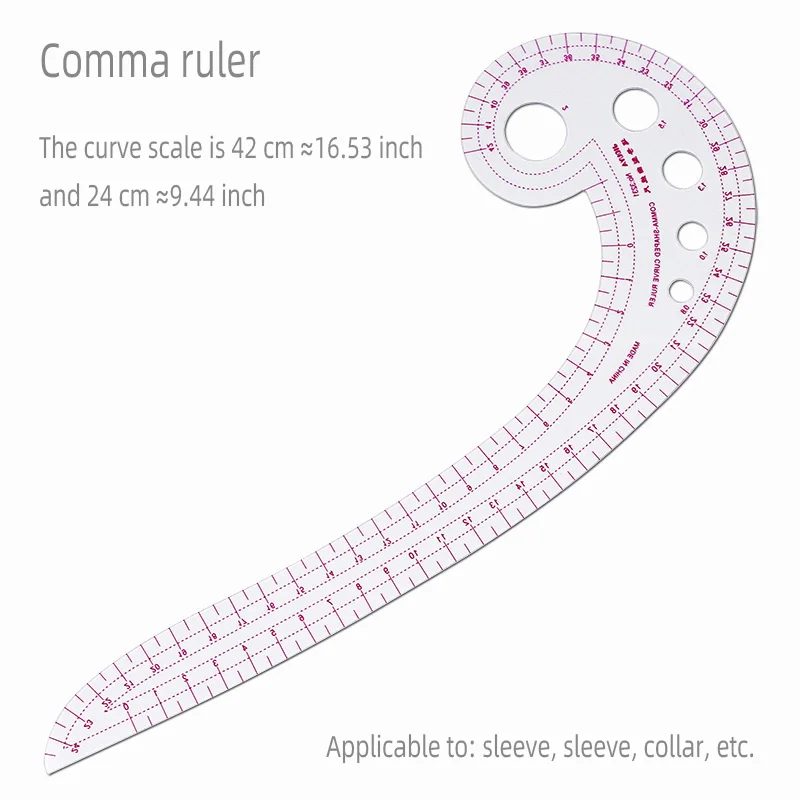 Color: light yellow - Empire sewing ruler and French curve, used for pattern making drafting, transparent plastic fashion designer ruler pieces assemb