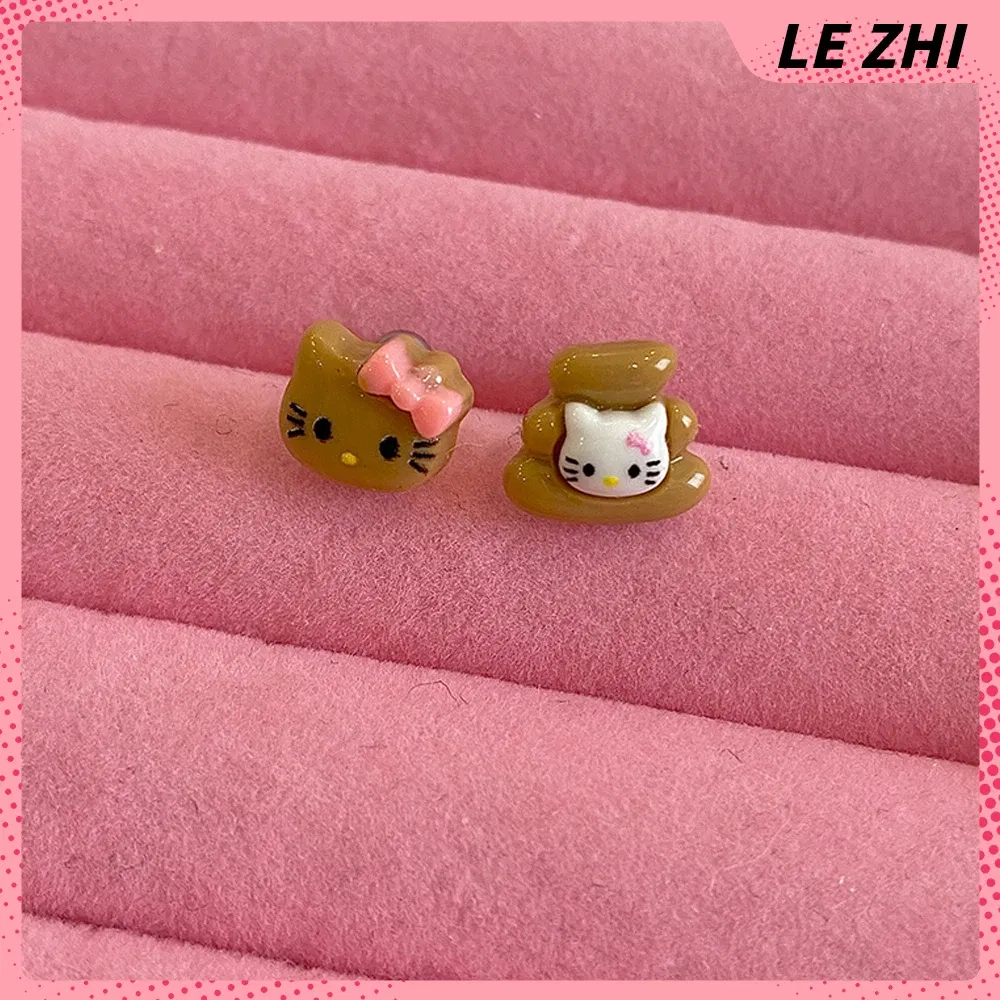 Color: light yellow, Size: M - Hawaii HelloKitty Cute Ear Stud Coconut Palm Earrings Anime Accessories Maiden Heart Girls Birthday Present Fashion Jewelry Gift