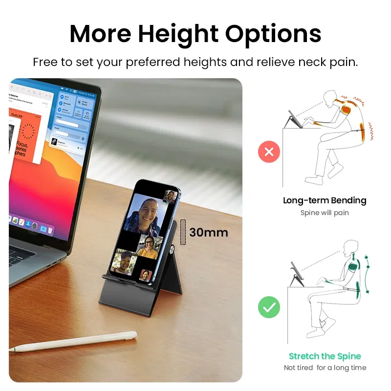 Color: WHITE - UGREEN Phone Stand Holder Desk Cell Phone Dock Stand for iPhone 16 15 14 Pro Max Adjustable Foldable Mobile Phone Holder Stand