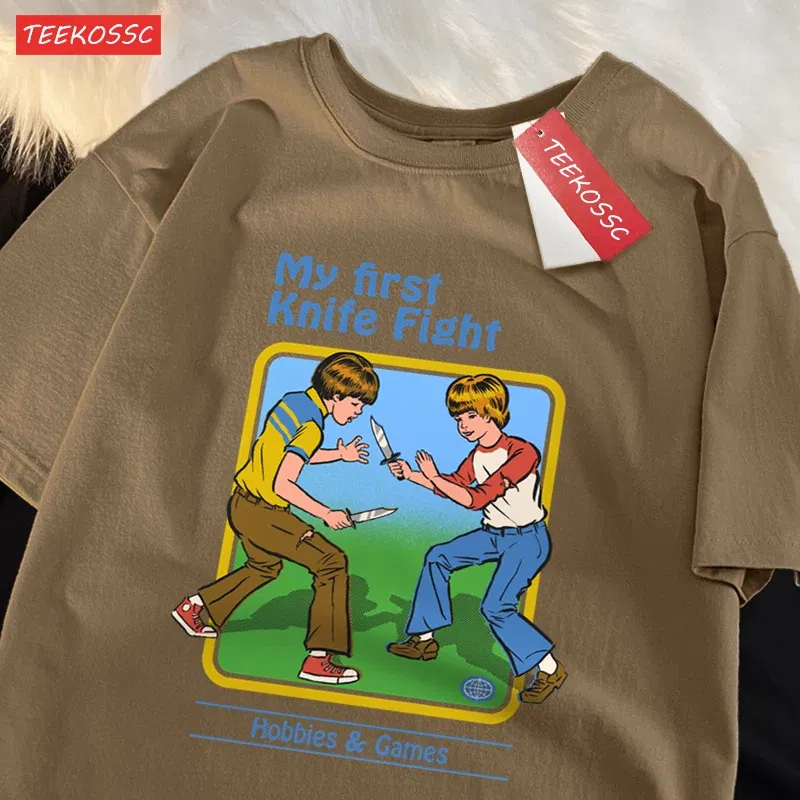 Color: green, Size: M - My First Knife Fight Hobbies Games Print Tshirts Men Women Soft Short Sleeve Summer Casual Cotton Oversized Loose Street T Shirt