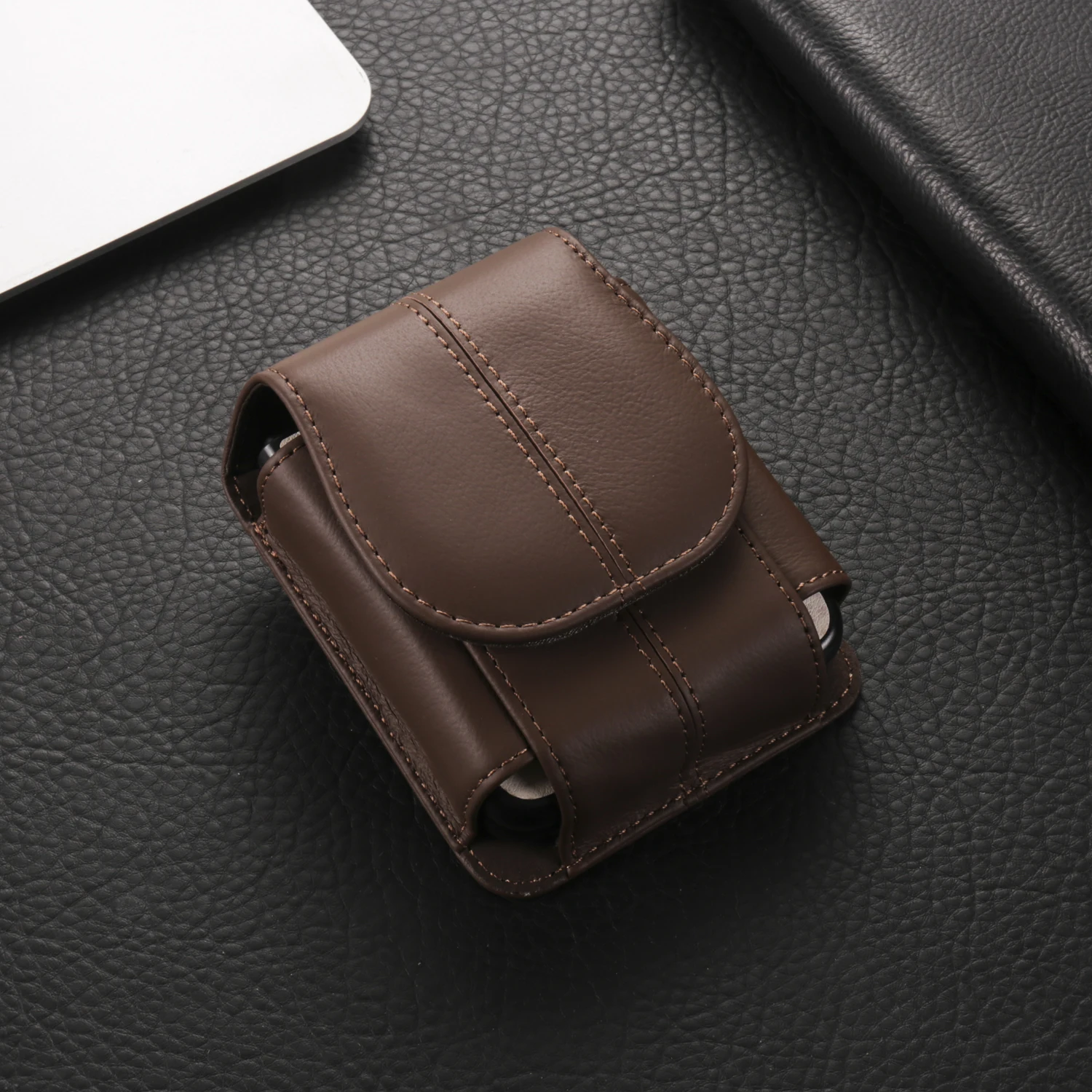 Color: Beige, Ships From: CHINA, Material: Neoprene - Cow Genuine Leather Belt Clip Case For Samsung Galaxy Z Flip6 Flip5 Flip4 6 5 4 3,Oppo Find N3 Flip Men Waist Bag Holster Pouch
