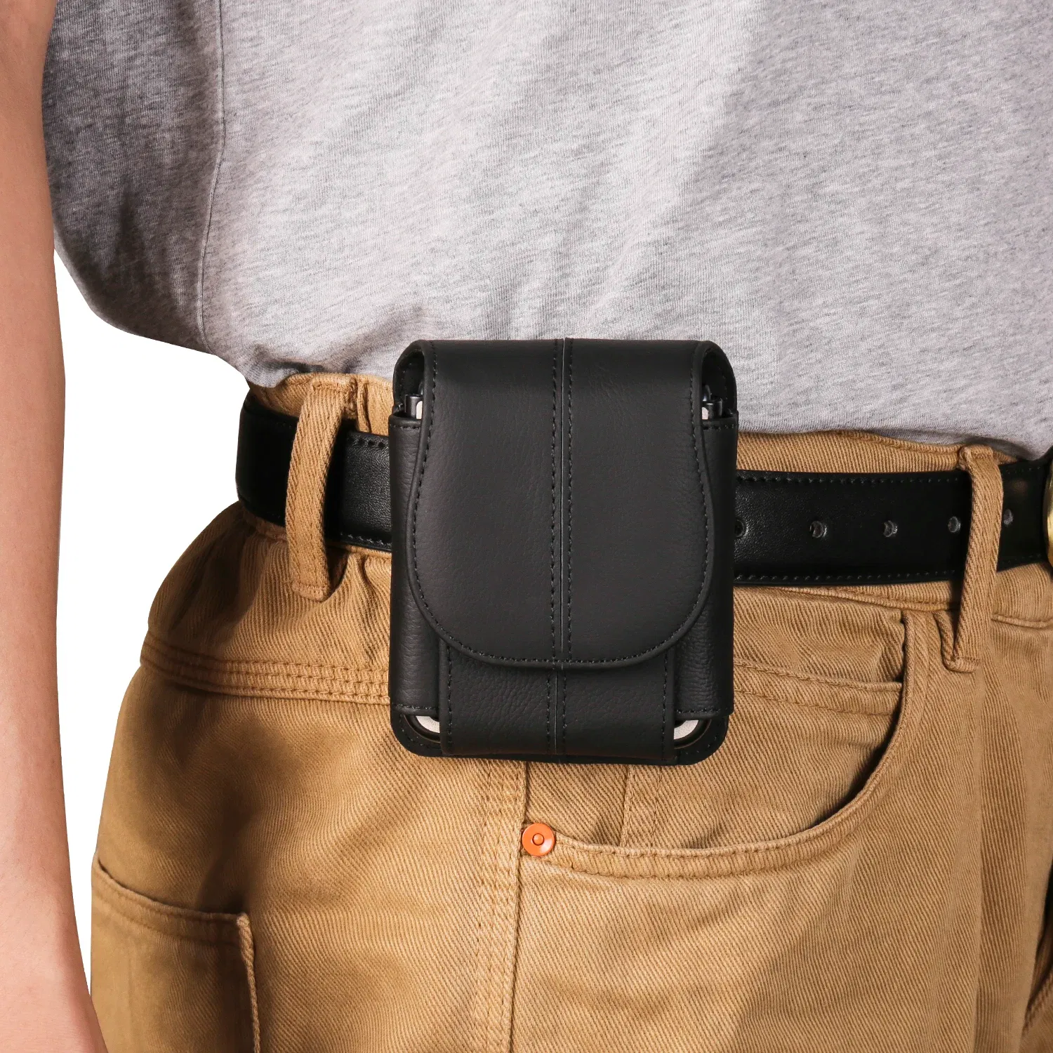 Color: Beige, Ships From: CHINA, Material: Neoprene - Cow Genuine Leather Belt Clip Case For Samsung Galaxy Z Flip6 Flip5 Flip4 6 5 4 3,Oppo Find N3 Flip Men Waist Bag Holster Pouch