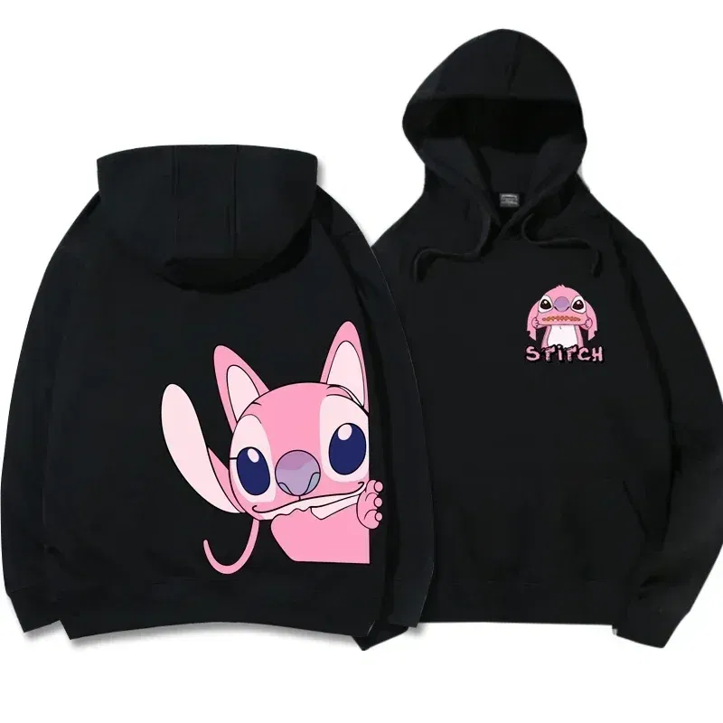 Color: green, Size: 11T - Disney Hoodie Fashion Stitch Angel Monster Letter Cartoon Sweatshirt Pullover Cute Harajuku Unisex Women's Pocket Top