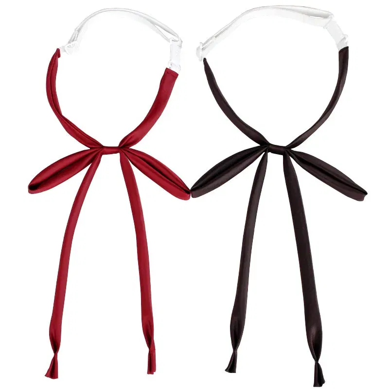 Color: PEACOCK BLUE - JK Style Uniform Collar Bowties Female Student College Shirt Neck Ties Solid Color Red Black Bowknot Elegant Daily Neckwear Gift