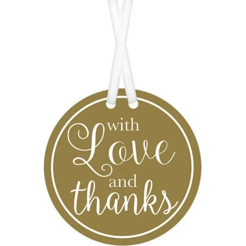 With Love & Thanks Tags - Gold - Pack of 25