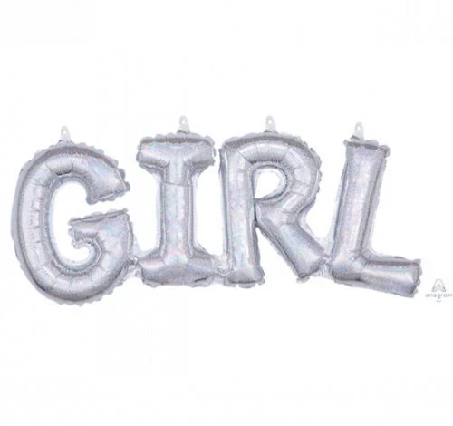 Script Phrase Balloon GIRL Silver Holographic