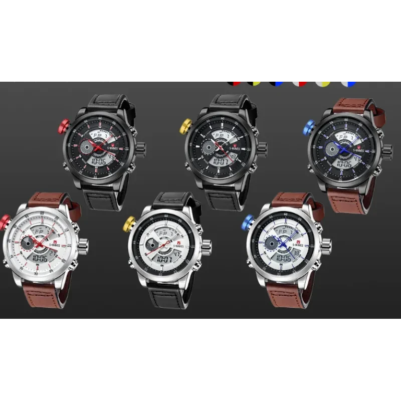 Trendy casual double men's watch Waterproof