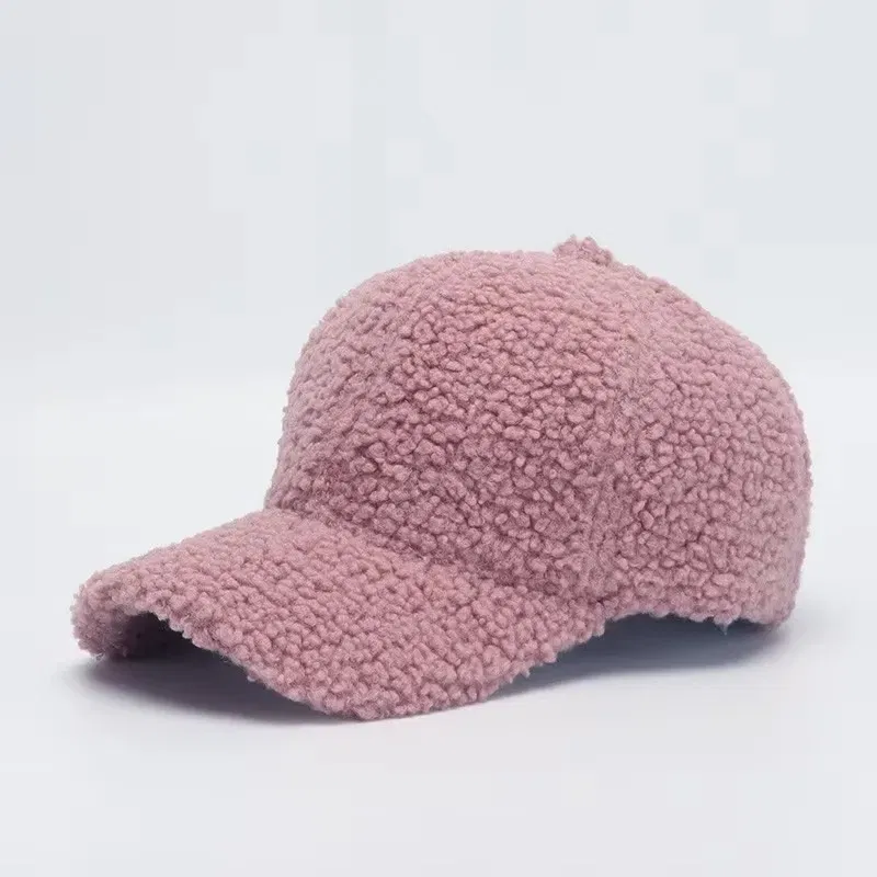 Color: army green, Size: M - Autumn Winter Baseball Cap Women Artificial Lamb Wool Hats Keep Warm Cap Plush Baseball Caps Spring Baseball Cap Solid Sunshade