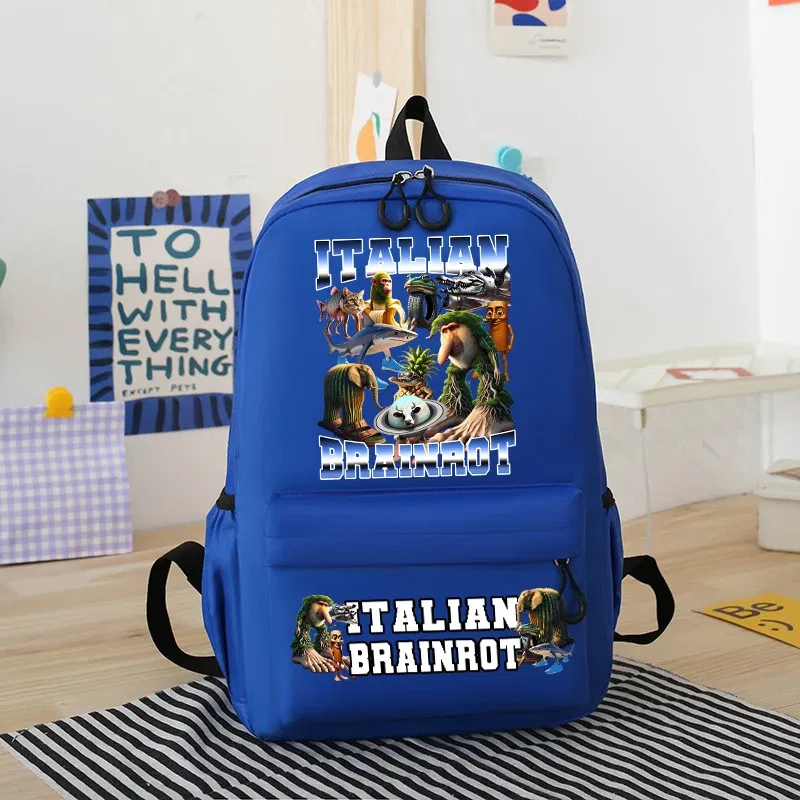 Color: green - Italian Brainrot Kids Cute Schoolbag Tung Tung Tung Sahur Backpack for Boy Funny Meme Anime Knapsack Cartoon Book Bag Gifts 2025