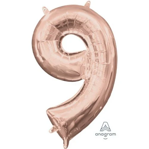 Foil Balloon - Number 9 Rose Gold - 40cm