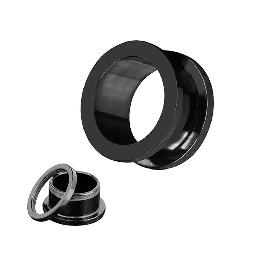Metal color: Rhodium Plated, Main Stone Color: WHITE - 2PCS Multi Color Steel Screw Fit Tunnel Ear Plug Stretcher Gauge 3-25mm Ear Lobe Tunnel Expander