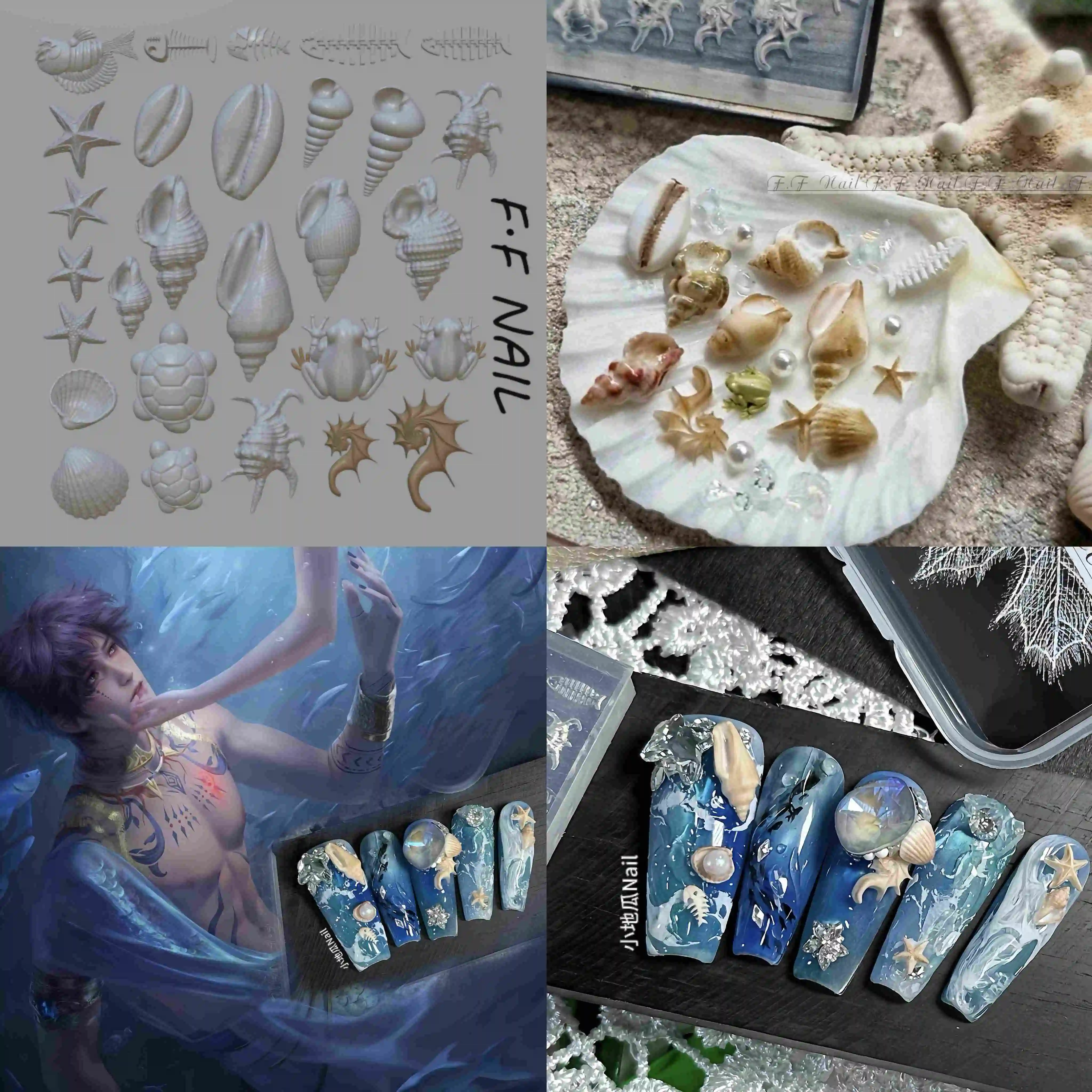 Color: Papayawhip - 1pc  Snake Flamingo Jellyfish Dragon Dtream 3D Acrylic Mold  Nail Art DIY  Silicone  Nail Art Templates Nails Mold
