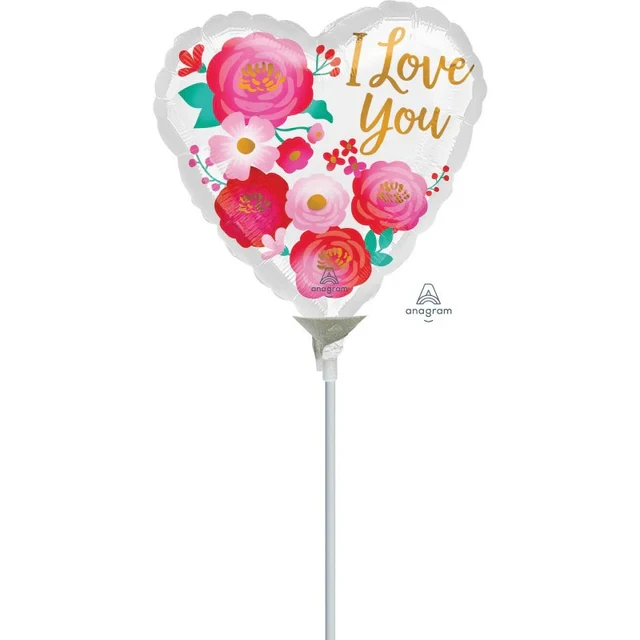 Foil Balloon - I Love You Ombre Flowers (10cm)