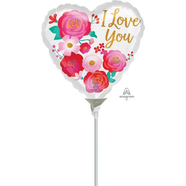 Foil Balloon - I Love You Ombre Flowers (23cm)
