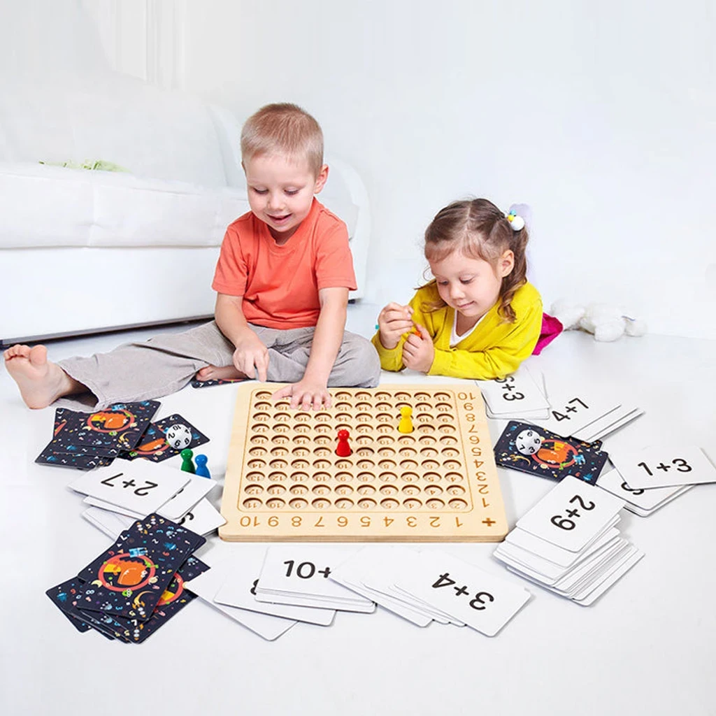Multiplication Wooden Board Game Kids Learning Educational Toy