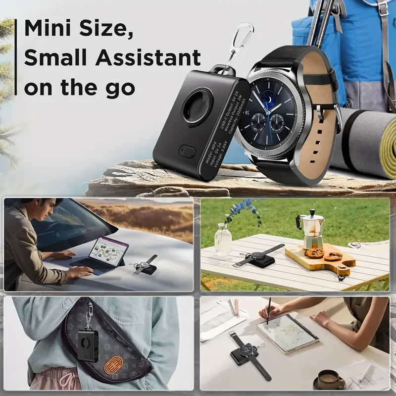 2000mAh Magnetic Keychain Watch Charger - Ultra-Compact Portable Emergency Mini Power Bank