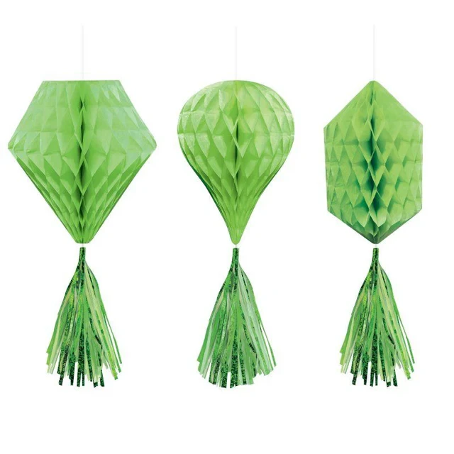 Mini Honeycomb Hanging Decorations Kiwi Green - Pack of 3