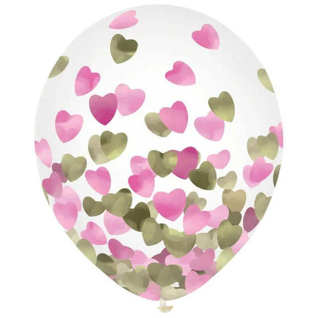 Balloon - Latex Balloons 30cm & Confetti Hearts - Pack of 6