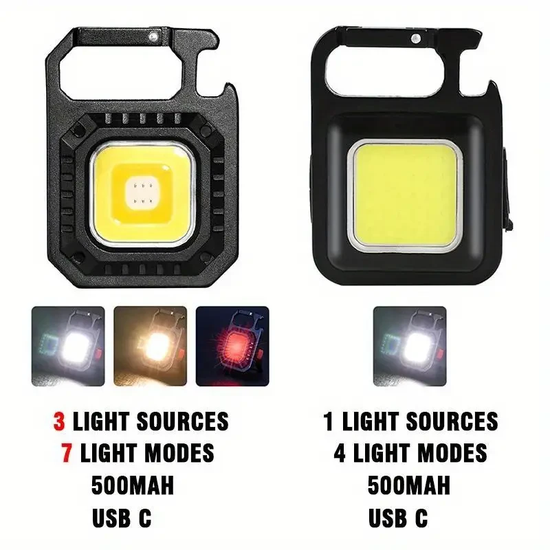 Multifunctional Mini COB Keychain Flashlight