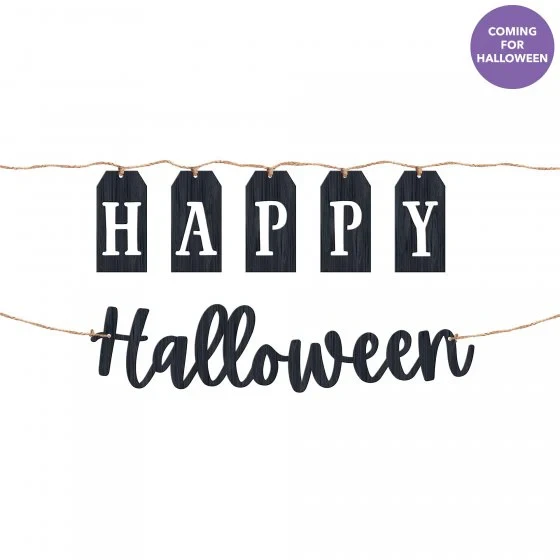 Halloween Classic Black & White MDF Banners (Pack of 2)