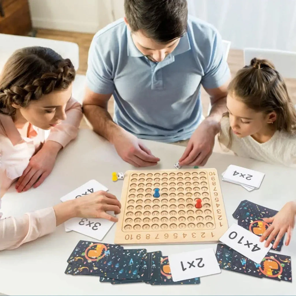 Multiplication Wooden Board Game Kids Learning Educational Toy