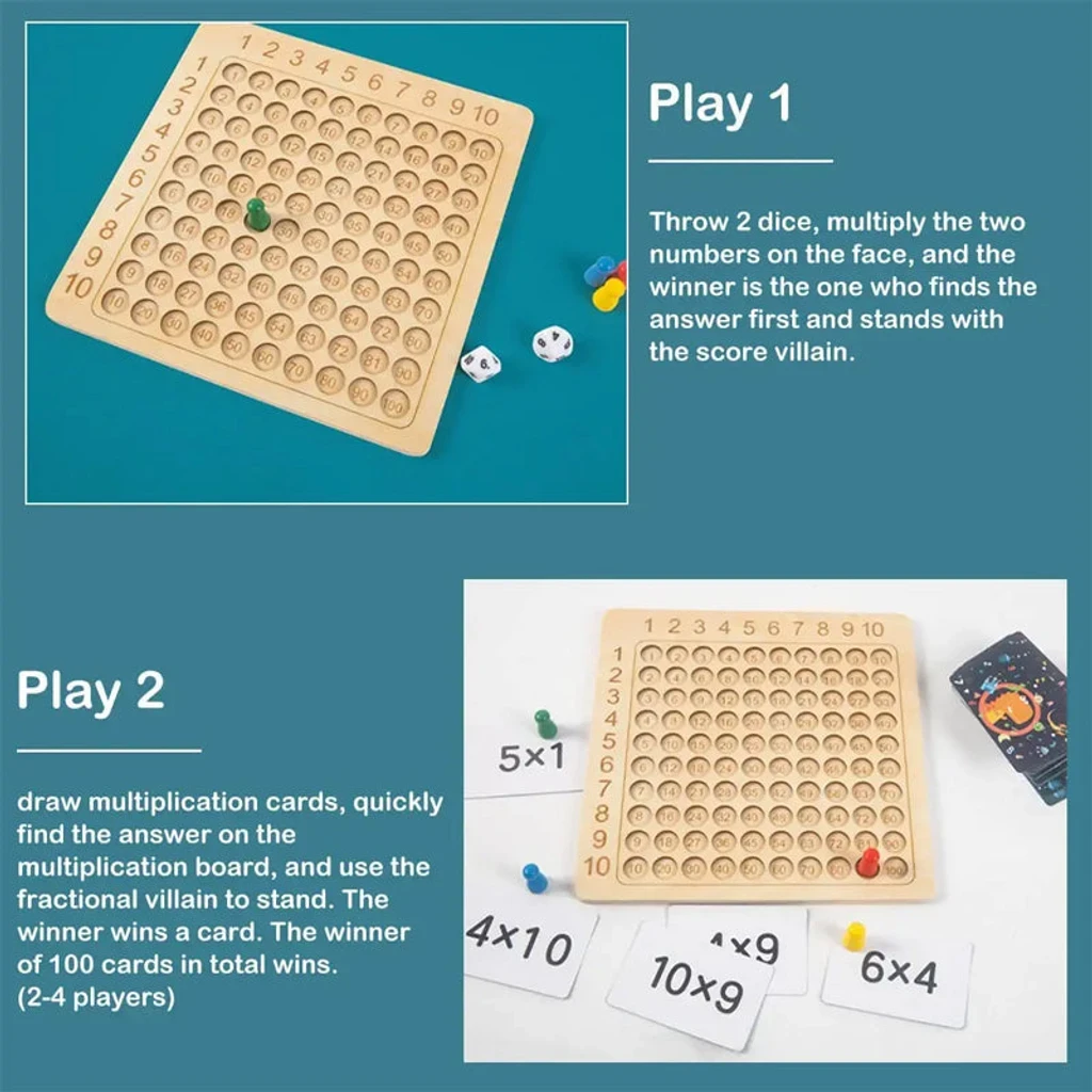 Multiplication Wooden Board Game Kids Learning Educational Toy