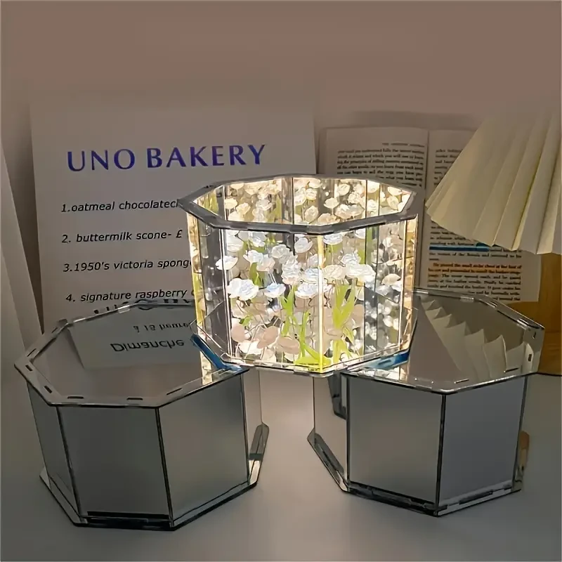 21pcs Flowers DIY Desktop Ornaments Night Light Set