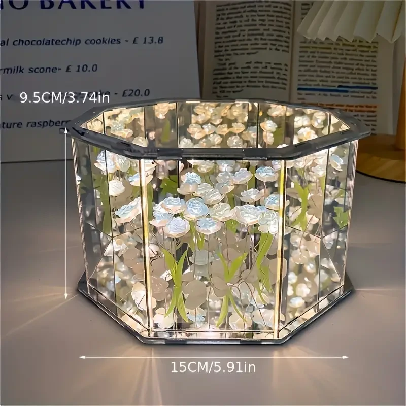 21pcs Flowers DIY Desktop Ornaments Night Light Set
