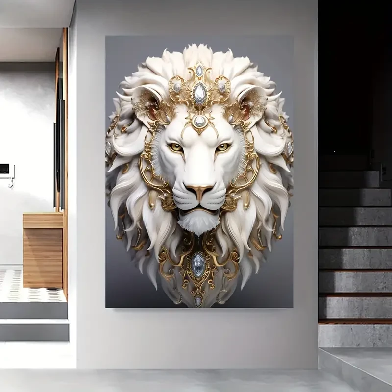 Frameless Modern Lion Canvas Art Print, 79.98x119.99 cm