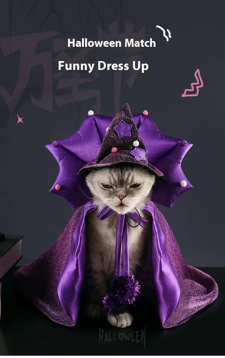 Pet Cat Dog Clothes Magic Cloak Hat