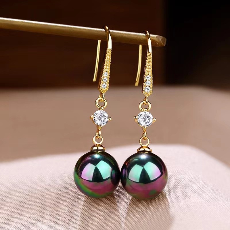 Elegant Pearl Drop Earrings with Zircon Accents  Slimming Gold Fashion Jewelry