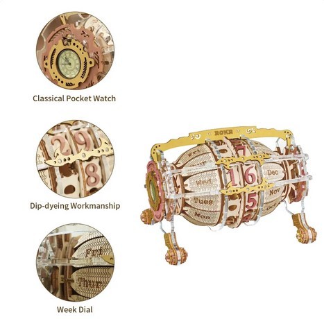 Robotime ROKR Zodiac Wall Clock 3D Wooden Puzzle Model Assembly Toys Gifts for Children Kids Teens LC601 Support Dropshipping