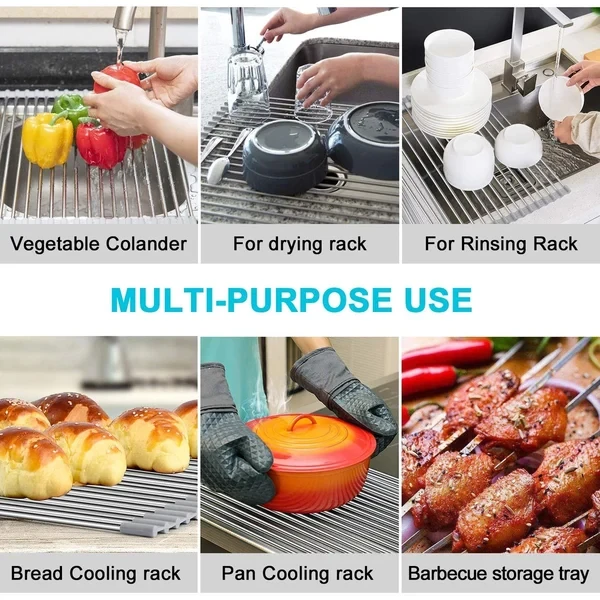 Roll up Dish Drying Rack Over The Sink