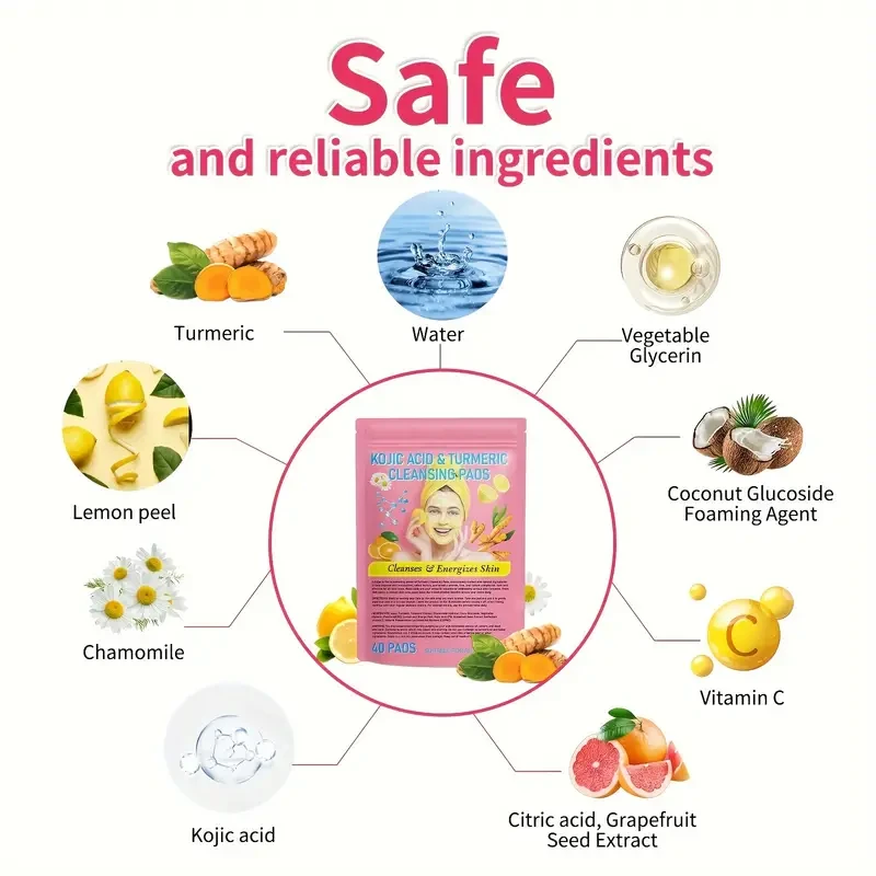 40pcs Turmeric & Vitamin C Cleansing Pads