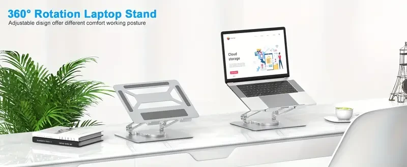Adjustable Laptop Stand for Desk with 360 Rotating Base