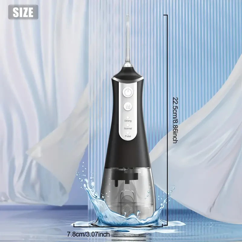Cordless Water Flosser - Rechargeable Oral Irrigator with 5 Tips and Storage Bag (11.83oz)