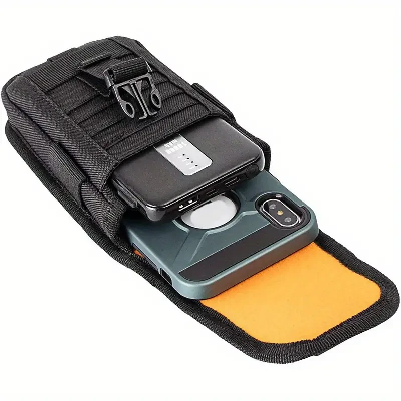 Cell Phone Holster Pouch with Molle Attachment and US Flag Patch