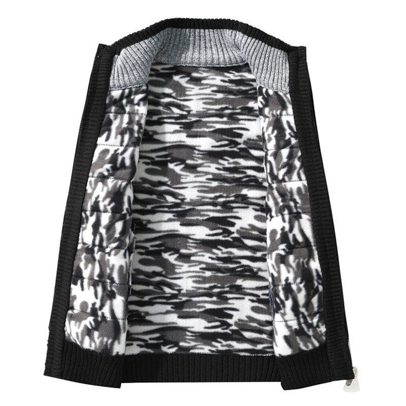 Mens Winter Warm Fleece-Lined Cardigan Jacket