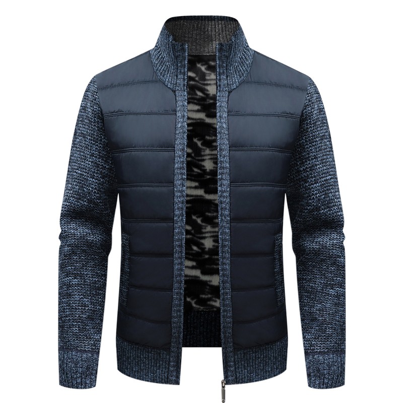 Mens Winter Warm Fleece-Lined Cardigan Jacket
