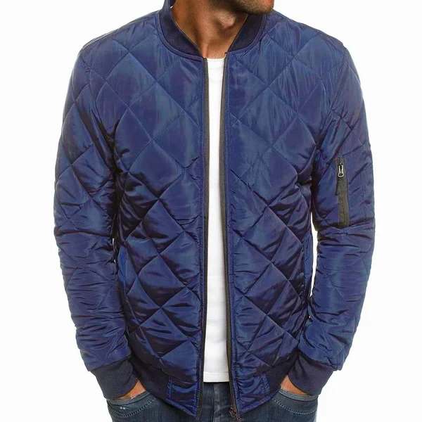 Men's Padded Stand Collar Solid Color Thermal Padded Jacket