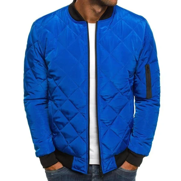 Men's Padded Stand Collar Solid Color Thermal Padded Jacket