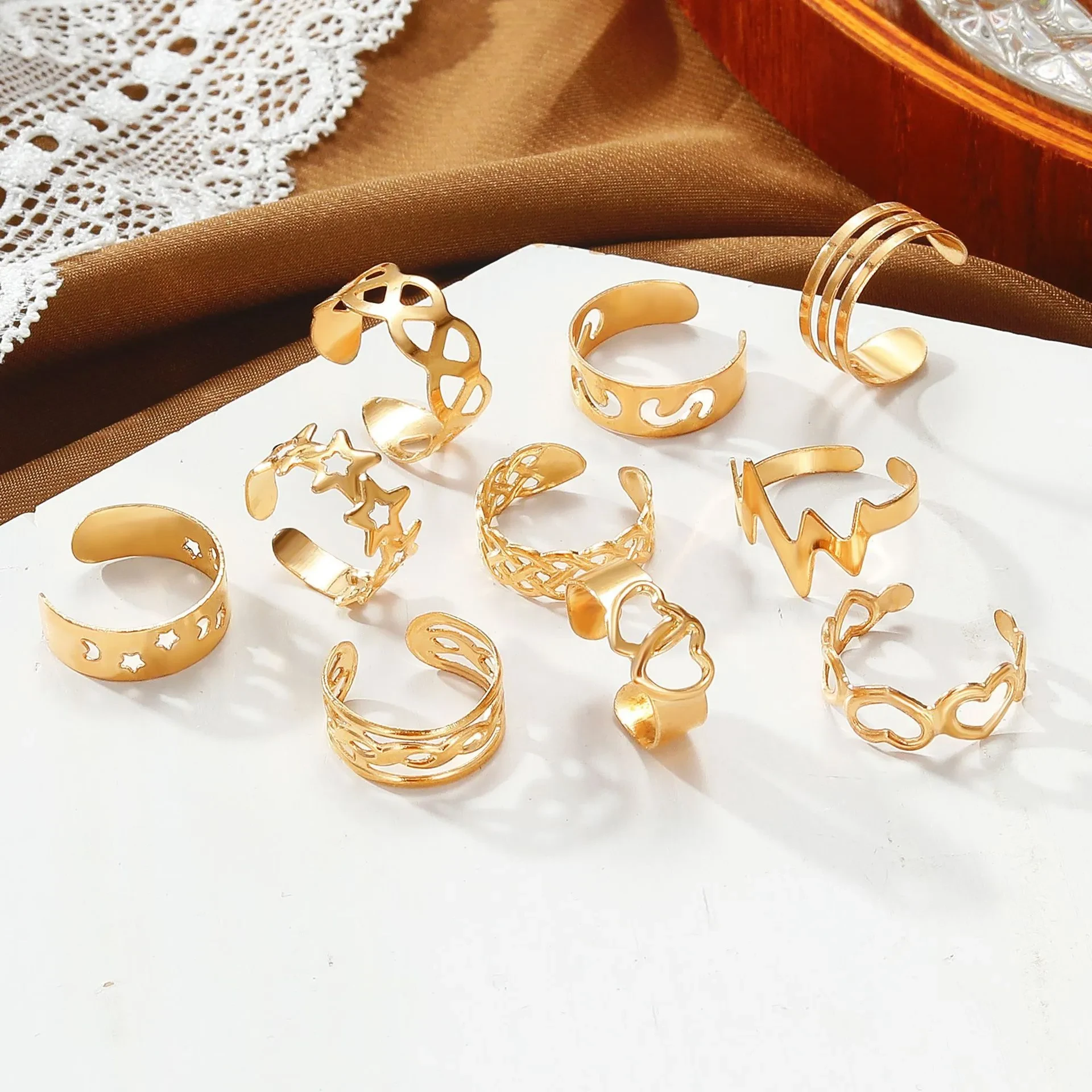 Alloy Star Moon Toe Ring 10-piece Set