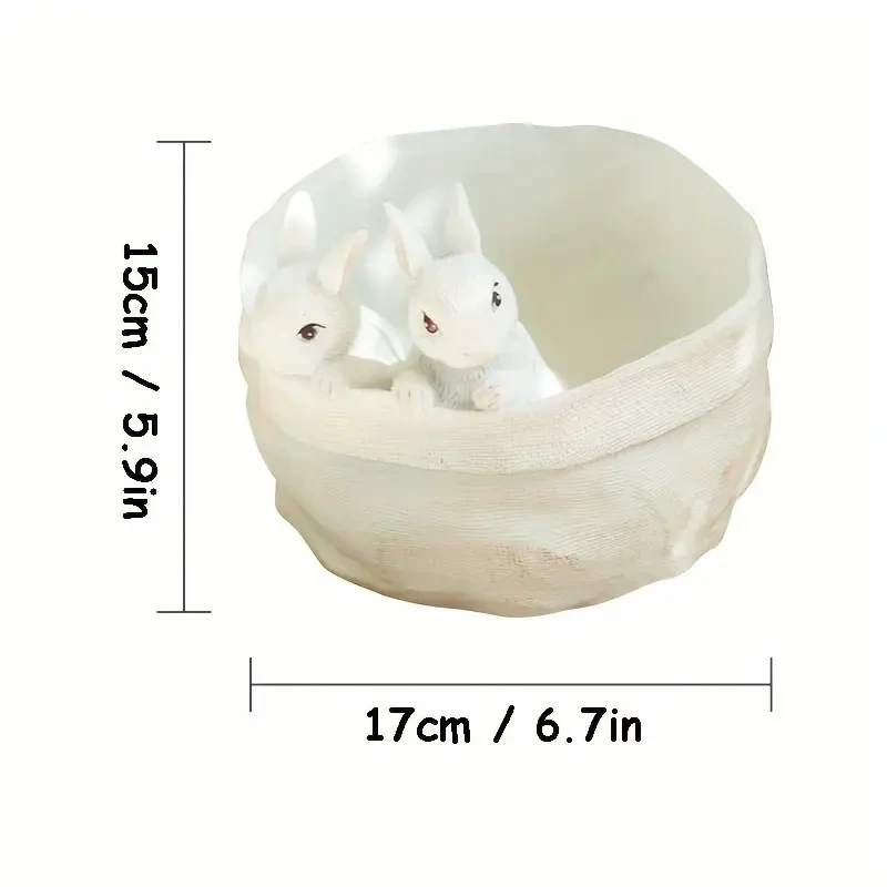 1pc Resin Rabbit Flower Pot, 3D Garden & Balcony Decor