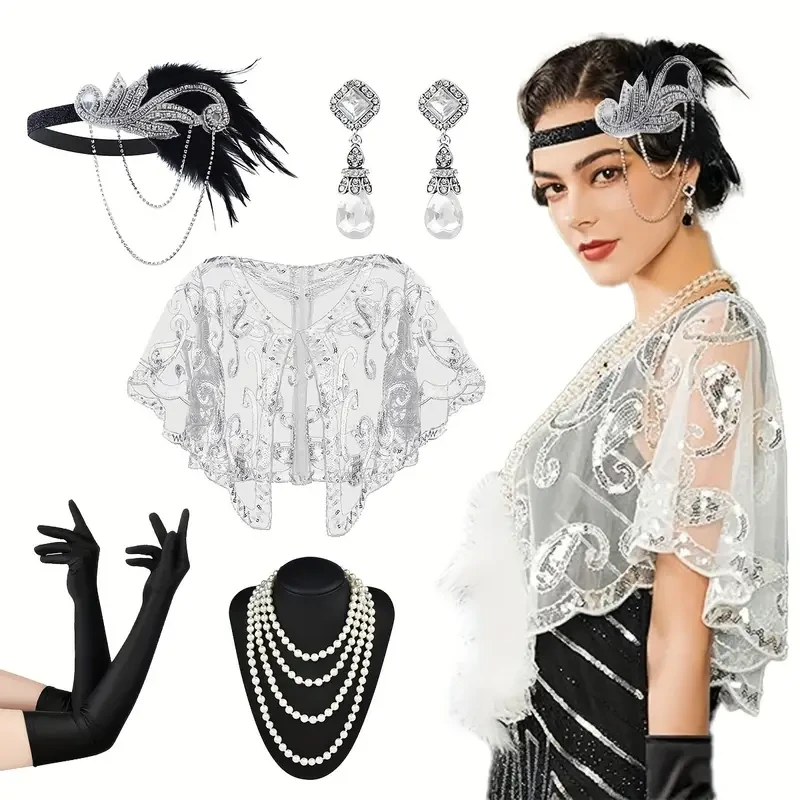 7pcs1920s Flapper Accessory Set Women'