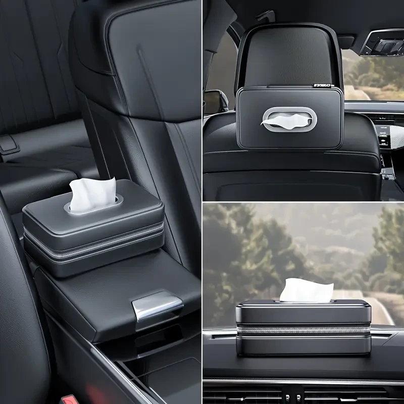 KB-E Premium Faux Leather Car Tissue Holder