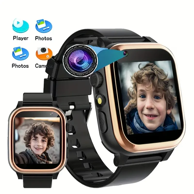 Kids Smartwatch with 16 Fun Puzzle Games - HD Touch Screen Digital Sports Wristwatch with Camera, Music Player, Alarm, Calculator & LED Light - Non-Waterproof Electronic Smart Watch for Ages 3-14, PC Case & Silicone Strap, Educational Gift for Children