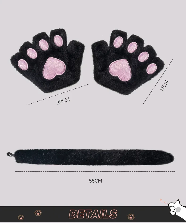 Accessories Set Cosplay Cat's Paw Gloves Cat Ear Headband