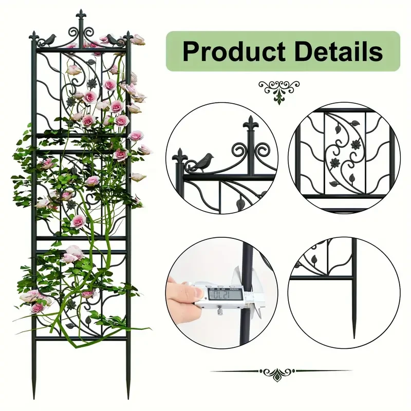 2 Panels 195cm Tall Metal Garden Trellis Fencing